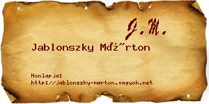 Jablonszky Márton névjegykártya